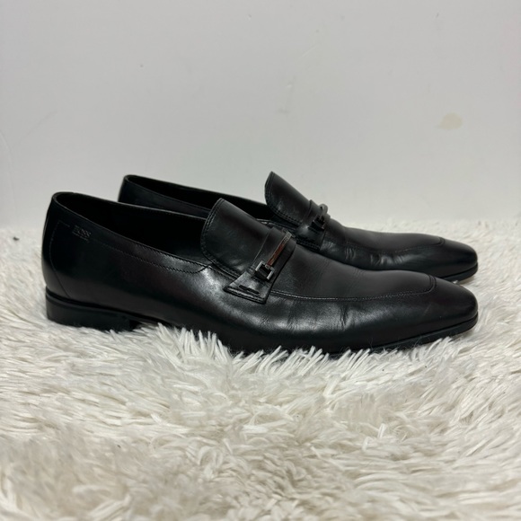 Hugo boss slip on loafter leather shoes black sz 12 - Picture 1 of 9